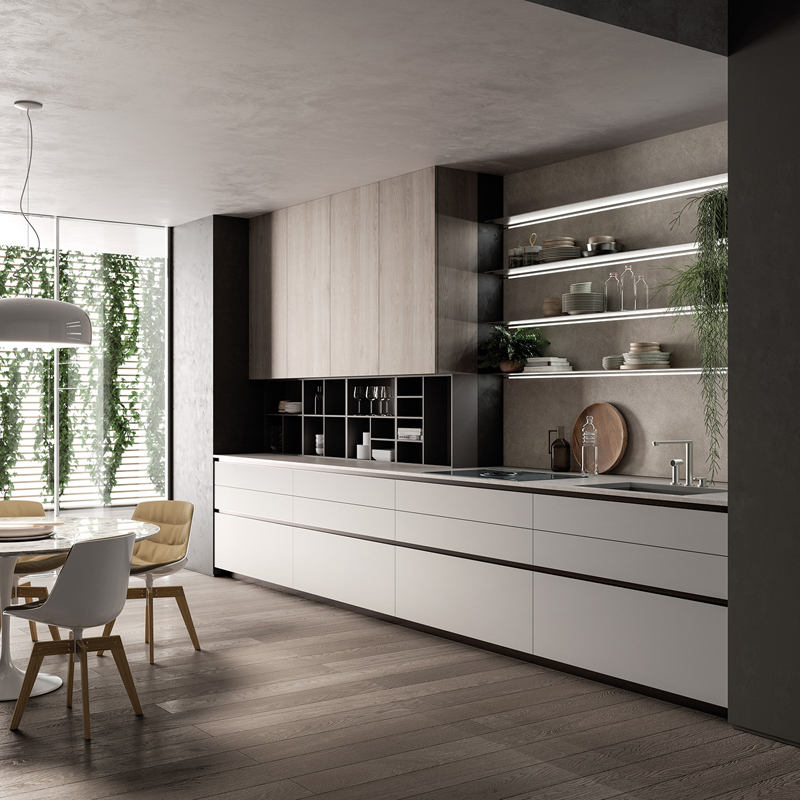 Tủ bếp hiện đại HD056 được thiết kế nhỏ gọn nhưng vẫn đảm bảo được công năng rất thích hợp với khu chung cư mang lại sự thuận tiện tối đa.