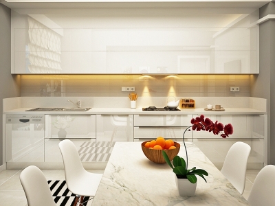 Tủ bếp acrylic màu trắng AC031